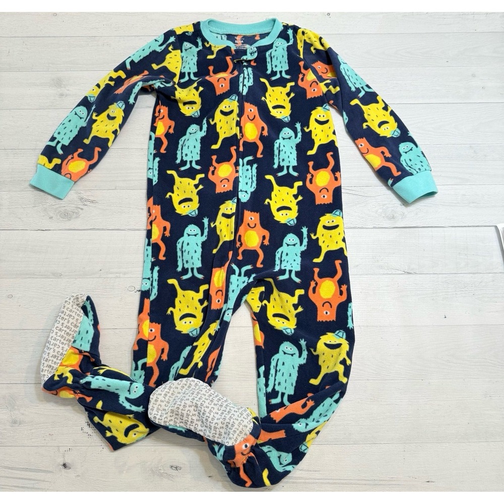 Carters kids monster print one piece footed‎ pajamas 5T